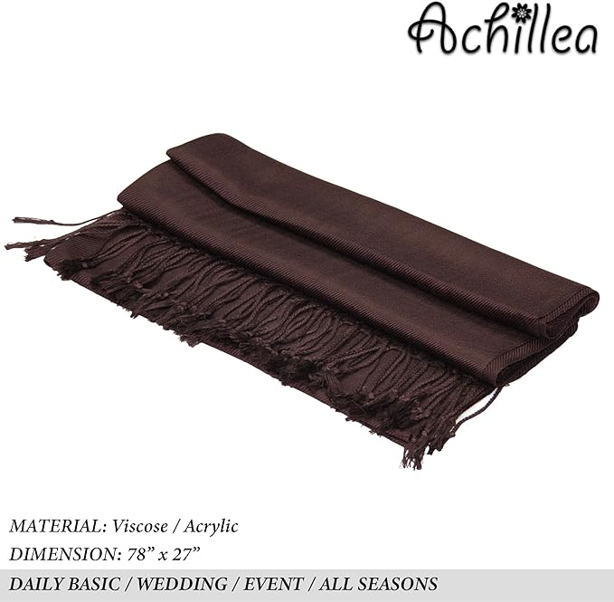 Achillea Soft Silky Pashmina Scarf for Women – Shawl Wrap for Evening Dresses, Bridesmaids, Weddings & Everyday Wear