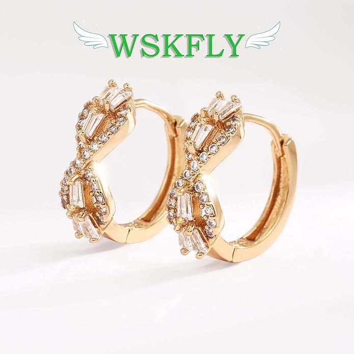 14K Gold Plated Cubic Zirconia Hoop Earrings,Three Row Diamon | Arrows | Double Row of Diamonds Huggie Earrings for Women
