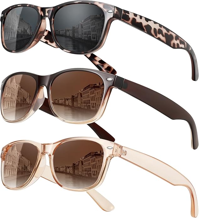 MEETSUN Classic Polarized Sunglasses for Women Men Trendy Retro Sun Glasses for Driving UV Protection (3 Pack)