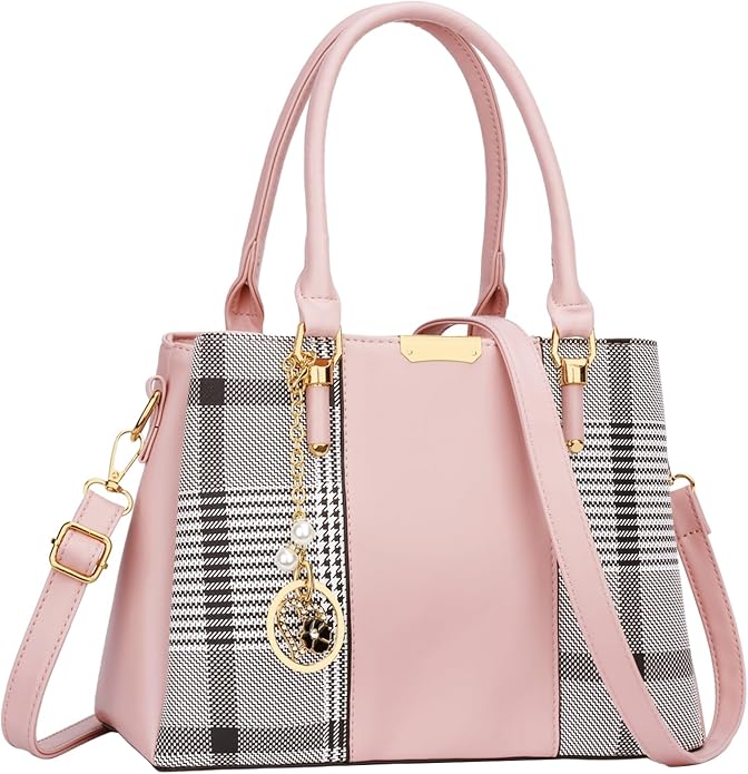 KKXIU 3 Zippered Compartments Purses and Handbags for Women Top Handle Satchel Shoulder Ladies Bags