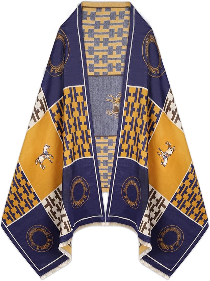 EXTREE Scarfs for Women Pashmina Silky Shawl Wrap for Evening Dressing Blanket Open Front Poncho Cape