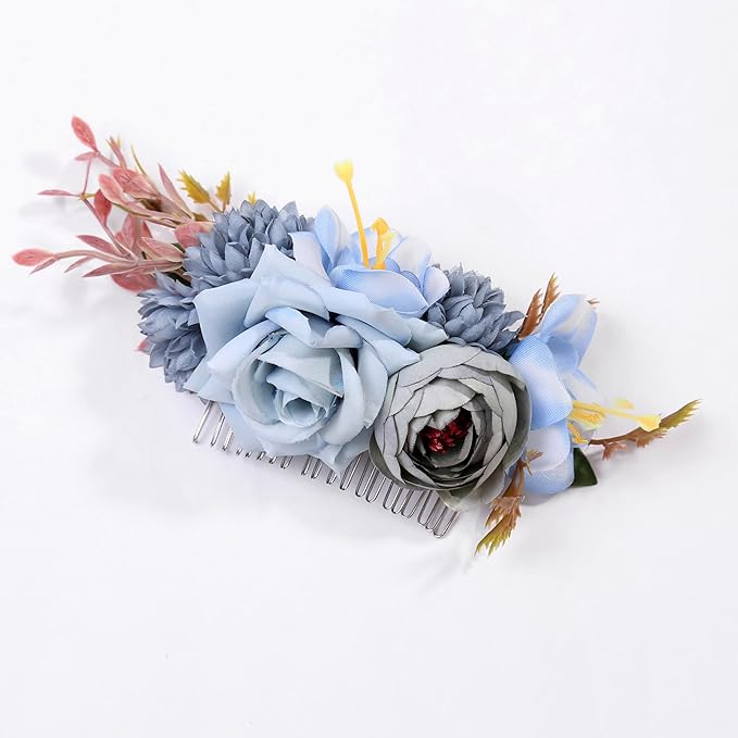 Flower Hair Clip for Women - Elegant Hair Accessory for Wedding, Party & Daily Wear (Aqua Blue)