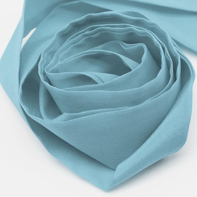 Long Satin Neckerchief Versatile Ribbon Tie Neck Scarf Solid Color Skinny Womens Tie