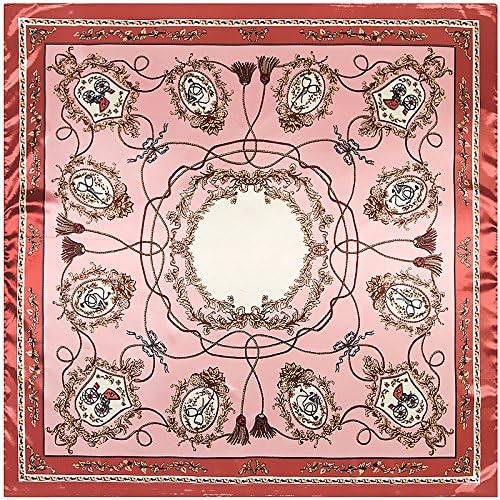 YOUR SMILE Silk Like Scarf Women's Fashion Pattern Large Square Satin Headscarf Headdress