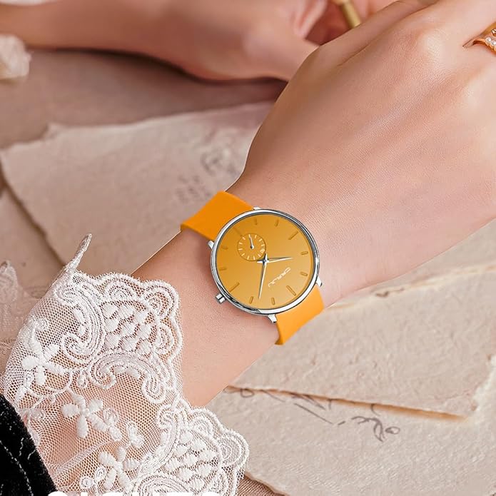 CRRJU Men’s Women Watch Casual Stylish Waterproof Quartz Unisex Wristwatches, Ultra Thin Watches for Men Women, Colorful Silicone Band