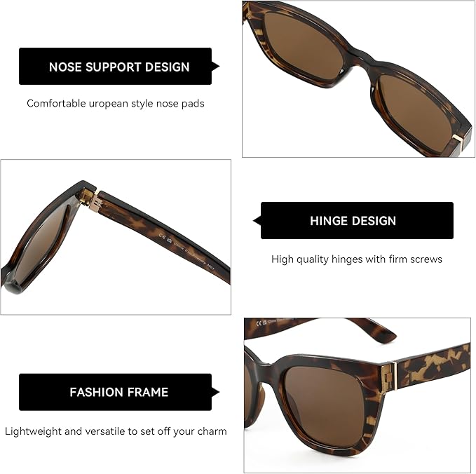 ZENOTTIC Retro Square Polarized Sunglasses for Women Vintage Sun Glasses UV400 Protection Trendy Shades Fashion Style