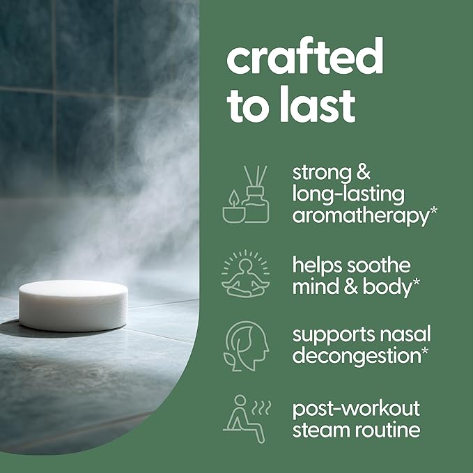 Eucalyptus Aromatherapy Shower Steamers – Supports Sinus Relief, Relaxation, Sleep, and Post-Workout Recovery – 14 Individually Wrapped Essential Oil Tablets by M3 Naturals