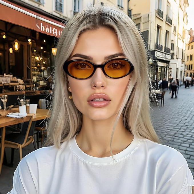 Oval Sunglasses for Women Men Fashion Small 90s Style Sun Glasses UV400