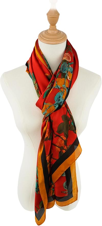 YOUR SMILE Large Mulberry Silk Feeling Long Stain Scarf Lightweight Sunscreen Shawls Wraps for Women