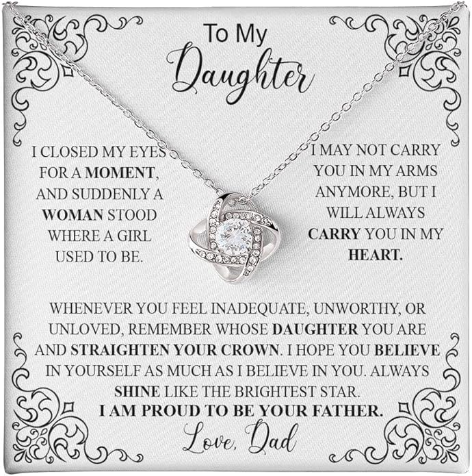 VIRAGIL To My Daughter Gift Necklace From Dad or Mom - Badass Daughter Jewelry With Heartfelt Message & Elegant Box