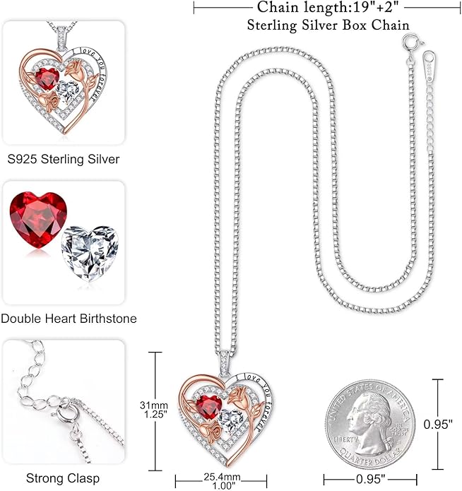 Iefil Mothers Day Gifts for Wife - Sterling Silver Birthstone Necklace Birthday Gifts for Her Wife