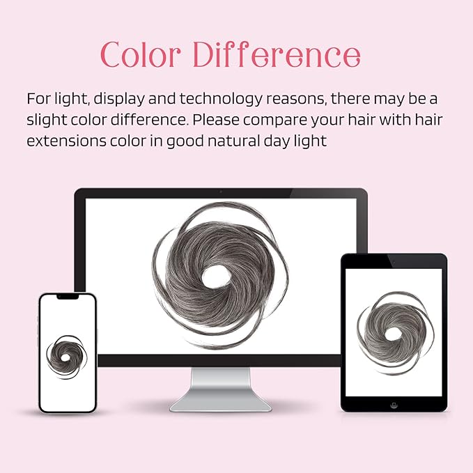 HOOJIH Messy Bun Hair Piece, Super Long Tousled Updo Hair Bun Extensions Wavy Hair Wrap Ponytail Hairpieces Scrunchies with Elastic Hair Band for Women HB007 Grace - Gray with Deep Brown Mixed