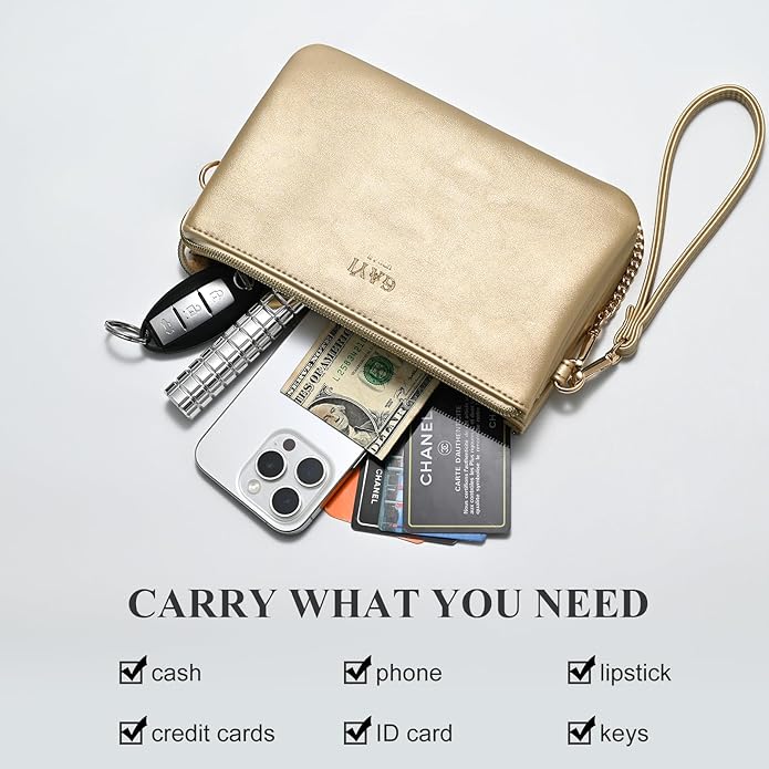 Wristlet Purses for Women, Vegan Leather Crossbody Evening Zip Clutch Bag with Strap | Vegan Leather, Evening, Zip, with Strap
