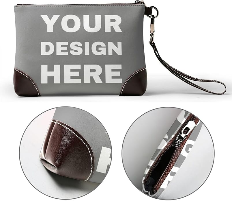 Custom Leather Wristlet Personalized Wallets For Women Men Wristlet Handbags Customized Clutch Purses For Women