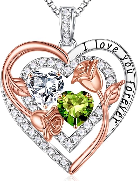 Iefil Mothers Day Gifts for Wife - Sterling Silver Birthstone Necklace Birthday Gifts for Her Wife