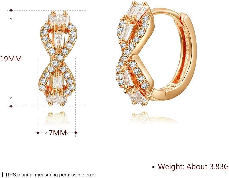 14K Gold Plated Cubic Zirconia Hoop Earrings,Three Row Diamon | Arrows | Double Row of Diamonds Huggie Earrings for Women
