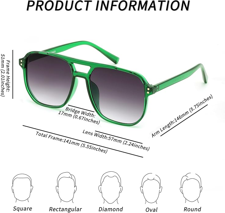 FEISEDY Retro Square Aviator Sunglasses Women Men 70s Vintage Trendy Plastic Frame Sun Glasses B2835