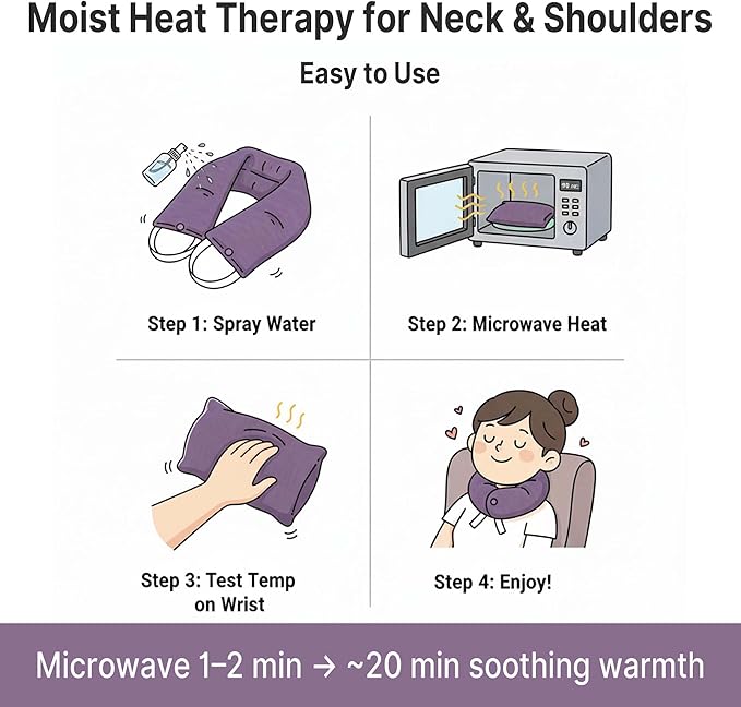 Luxury Lavender Microwavable Neck Wrap & Eye Mask Set – Moist Heat Therapy for Neck Pain & Stress Relief – Himalayan Salt & Aromatherapy Gift Box for Relaxation & Self-Care Gifts for Women