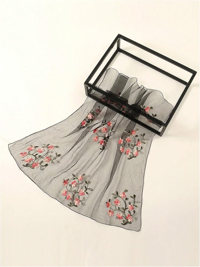 Floerns Women's Flower Embroidery Hair Scarf Headband Sheer Lace Hair Bandana