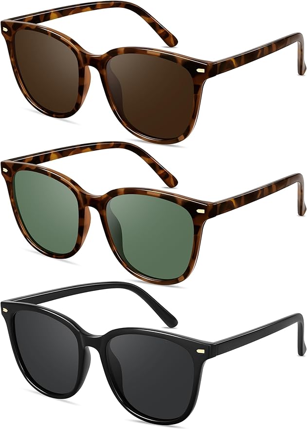 Retro Polarized Sunglasses for Women Men Big Frame Vintage Style Trendy Shade UV400 Protection Lens Sun Glasses
