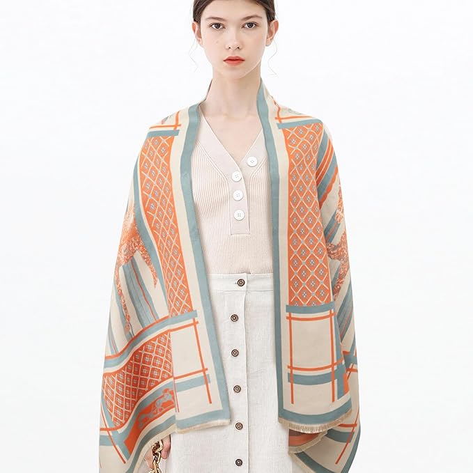 EXTREE Scarfs for Women Pashmina Silky Shawl Wrap for Evening Dressing Blanket Open Front Poncho Cape