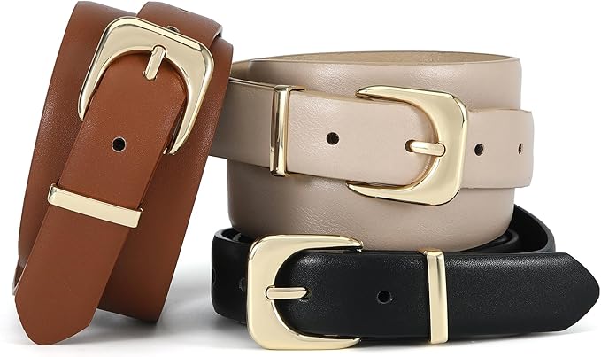Earnda Belts for Women Faux Leather Waist Belt with Gold/Silver Buckle Casual Jeans Pants Dresses