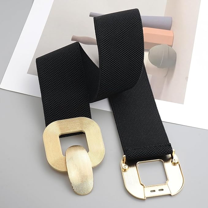 Glamorstar Women Wide Stretchy Belts Elastic Waist Belts for Dresses