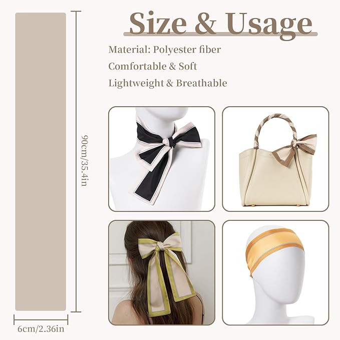 4 Pack Purse Scarf Handbags Skinny Twill Hair Scarves Narrow Neck Scarf Band Women Fashion Accessories Bag Charms