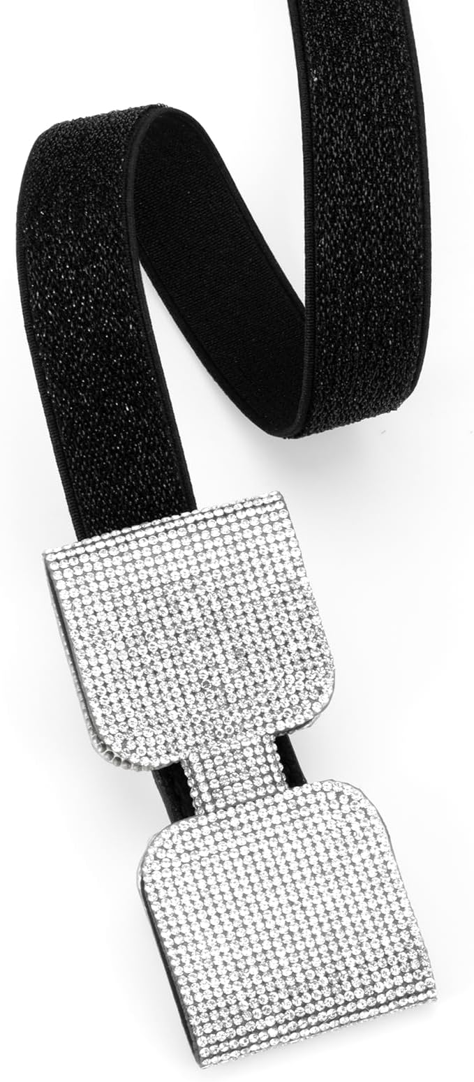 Womens Belts for Dress Fashion Rhinestone Elastic Bow Belt Skinny Waist Belt