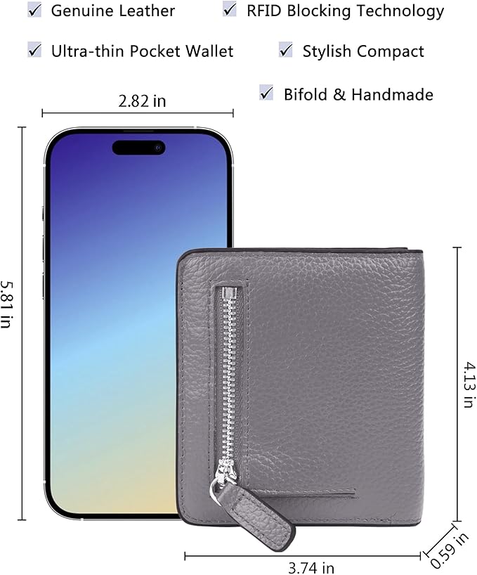 AINIMOER Small Leather Wallet for Women, Ladies Credit Card Holder RFID Blocking Women's Mini Bifold Pocket Purse