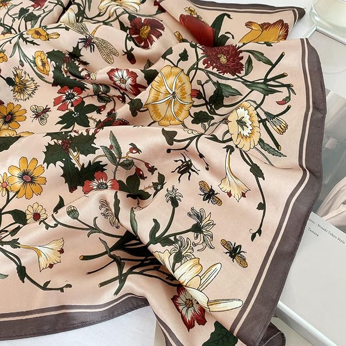 Livrerpi Silk Feeling Head Scarf Fashion Satin Hair Scarf Square Long Scarves for Women Gifts