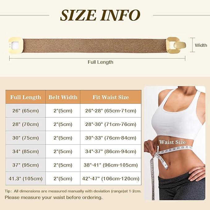 Glamorstar Women Wide Stretchy Belts Elastic Waist Belts for Dresses