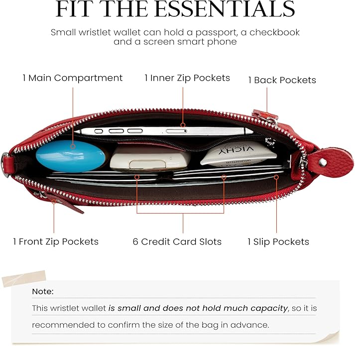 befen Genuine Leather Wristlet Clutch Wallet Purses with RFID Blocking, Small Crossbody Bags Shoulder Handbag for Women
