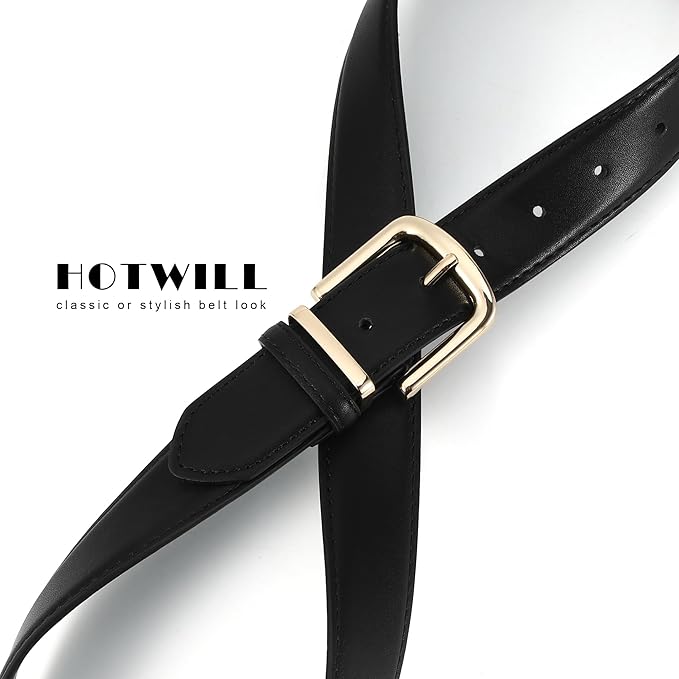 HOTWILL Women Suede Belt for Jeans Dresses Fashion Chunky Ladies Waist Belts with Gold Buckle