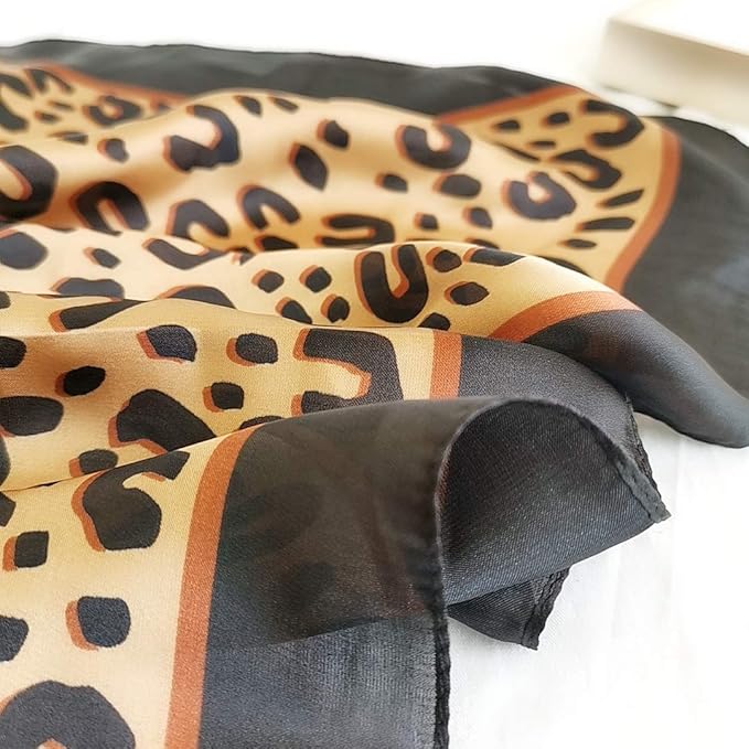 FONYVE Silk Feeling Scarf Medium Square Satin Head Scarf for Women 27.5 × 27.5 inches