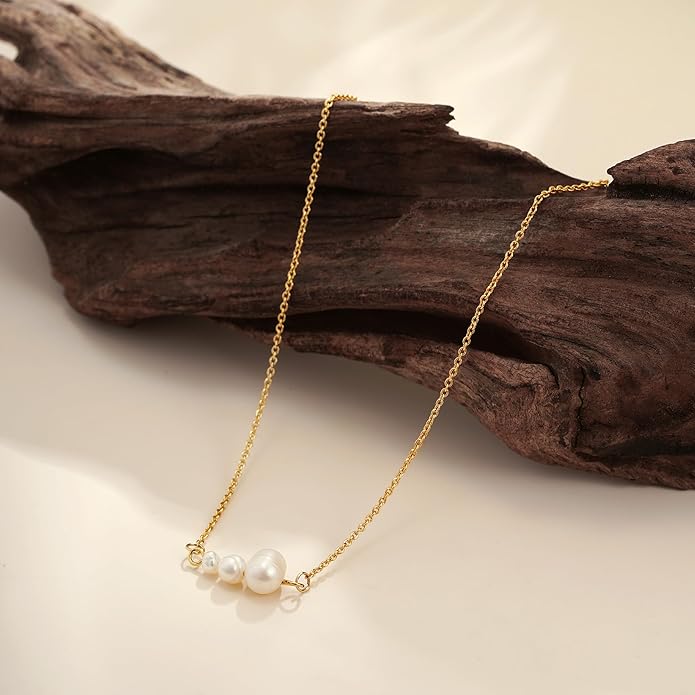 Gold Pearl Necklaces for Women Trendy 14k Gold Plated Dainty Necklace Simple Pearl Drop Single Charm Pendant Necklace Women's Jewelry Best Friend Birthday Gifts Gold Jewelry for Women