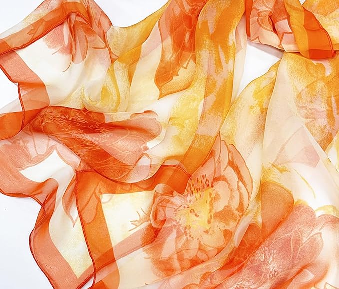 Pokeedioty Scarfs for Women Lightweight Fashion Scarves Elegant Floral Pattern Sheer Scarfs Sunscreen Shawls Wraps