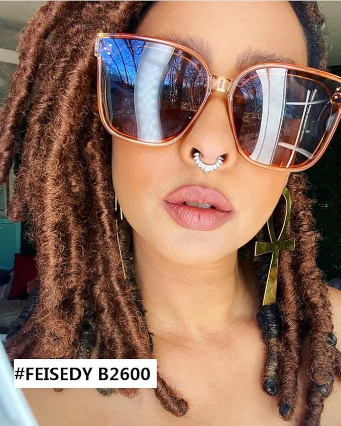FEISEDY Oversized Polarized Sunglasses - UV400 Protection, Square Fashion Sun Glasses for Outdoor & Daily B2600