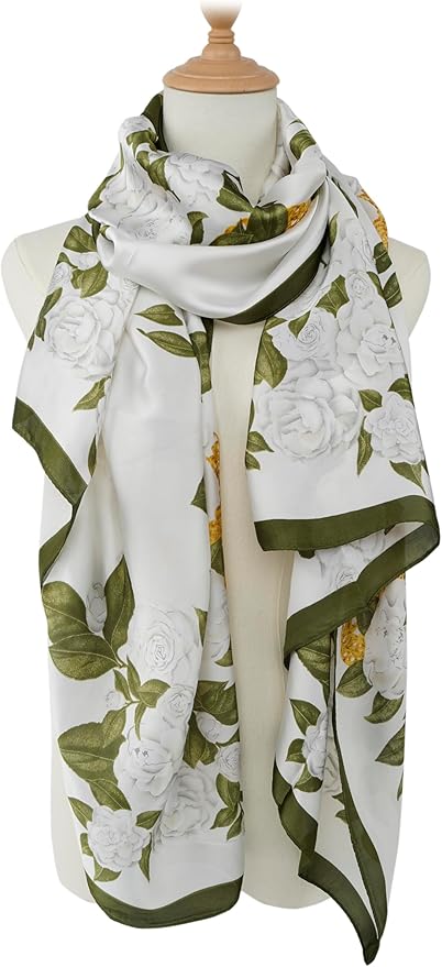 YOUR SMILE Large Mulberry Silk Feeling Long Stain Scarf Lightweight Sunscreen Shawls Wraps for Women
