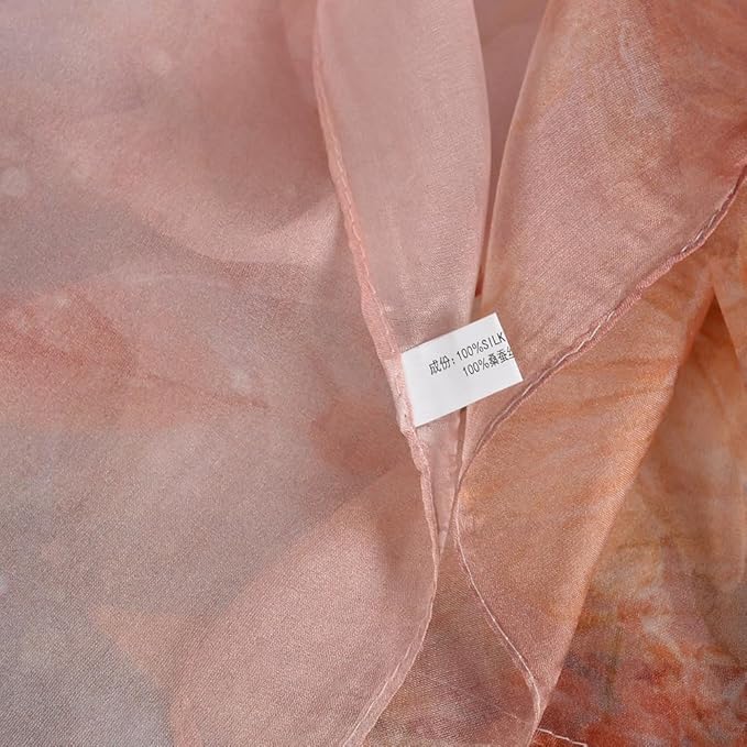 100% Mulberry Silk Women's Neck Silk Scarf-Lightweight Shawl,FLoral Print Beach Silk Wrap-Scarves for Photography