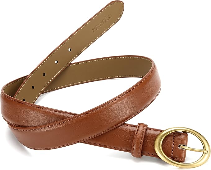 Womens Belt - CR Leather Belt Women Casual for Jeans Pants Dress - Belts with Gold Buckle for Women Fashion