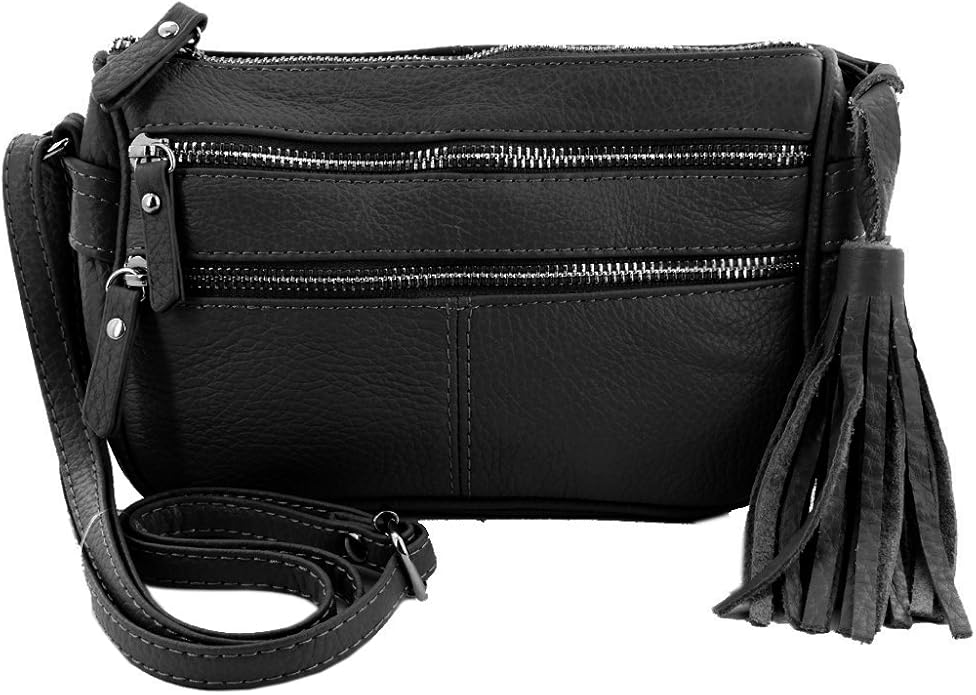 Cowhide Leather Women's Shoulder Purse Small Cross Body Organizer Bag with Many Pockets