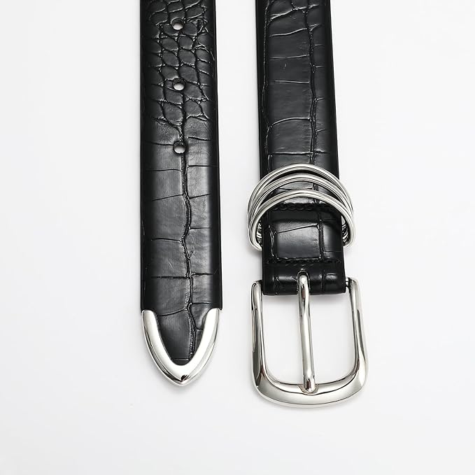 Women's Leather Belts with Gold Buckle Fashion Leather Waist Belt Elegant Ladies Belts for Jeans Dress & Casual Wear