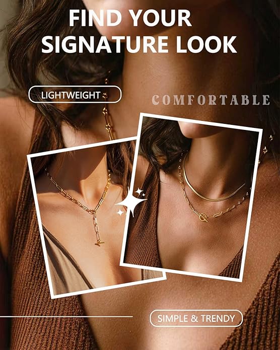 Link Gold Chain 14K Gold Plated Trendy Rope Paperclip Thick Chain Necklace Minimalist Layered Gold Chain Choker Necklaces for Women