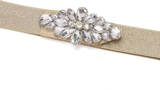 Womens Belts for Dress Fashion Rhinestone Elastic Bow Belt Skinny Waist Belt