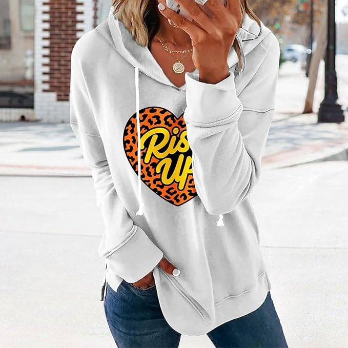 Women's Brick Red Hoodie Pullover Sweatshirt Cotton Blend Loose Fit Long Sleeve Fall Winter Top