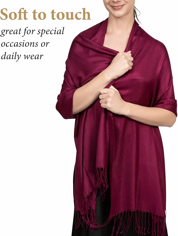 Achillea Soft Silky Pashmina Scarf for Women – Shawl Wrap for Evening Dresses, Bridesmaids, Weddings & Everyday Wear