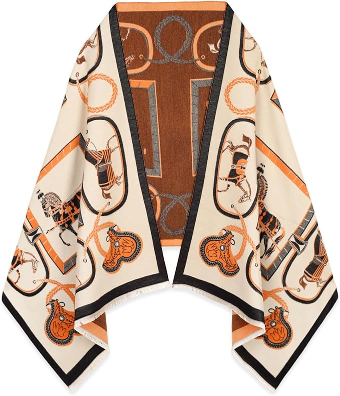 EXTREE Scarfs for Women Pashmina Silky Shawl Wrap for Evening Dressing Blanket Open Front Poncho Cape