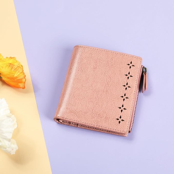 Lavemi Ultra Thin Small Compact Leather Womens Girls Wallets RFID Blocking Credit Card Holder for Women