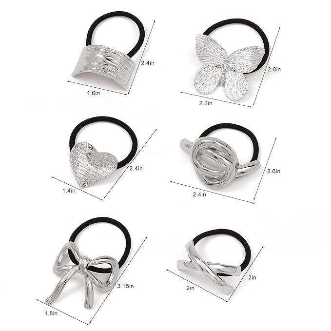 Hair Ties for Women, Sliver Metal Hair Cuffs Hair Accessories Elastic Hair Ties Ponytail Cuff Hair Bands for Both Thick Hair and Thin Hair
